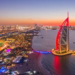 Dubai Burj Al Arab Nigh Ariel View